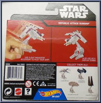 Republic Attack Gunship from Star Wars - Hot Wheels Starships - Black Card / White Letters manufactured by Mattel [Back]
